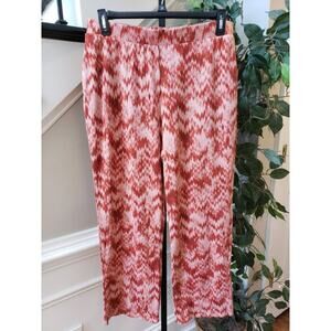 Stan Herman Red‎ White Chevron Lounge Pants Size L Stretch Pull-On Soft Knit